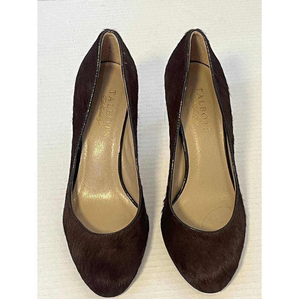 Women's TALBOTS Brown Calf Hair 3 in High Heel Pump Dress Shoes Size 6.5